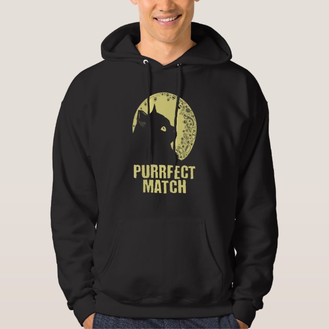 Veste À Capuche Purrrfect Match Cat Mom Couples Cat Dad  Anniversa (Devant)
