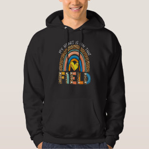 Veste À Capuche Rainbow Leopard Softball Maman Mon Coeur Est Sur C