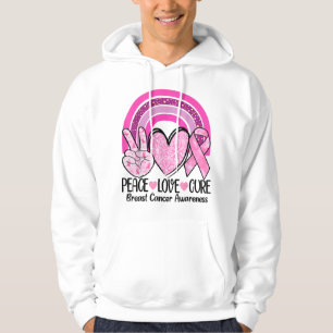 Veste À Capuche Rainbow Peace Love Cure Rose Ribbon Cancer du sein