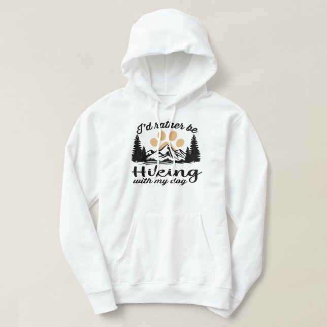 Veste À Capuche Randonnée Je préfère être Randonnée avec mon chien (Design devant)