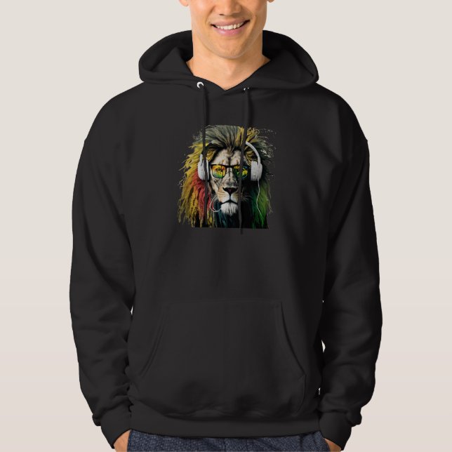 Veste À Capuche Rasta Lion Rastafari Reggae & Jamaica Vibes Headph (Devant)