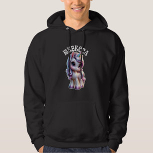 Veste À Capuche Rebecca Cute Unicorn Design pour filles Nom Rebecc