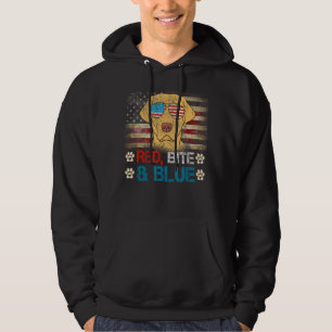 Veste À Capuche Red Bite Blue Labrador Retriever American Usa Drap