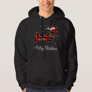 Veste À Capuche Red Plaid Buffalo Dachshund Joyeux Pyjama de Noël