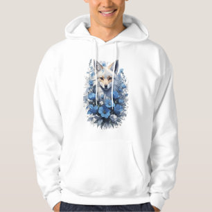 Veste À Capuche Renard mystique en fleurs bleues