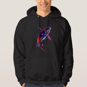 Veste À Capuche Requin Néon Vibrant Océan Digital Moderne