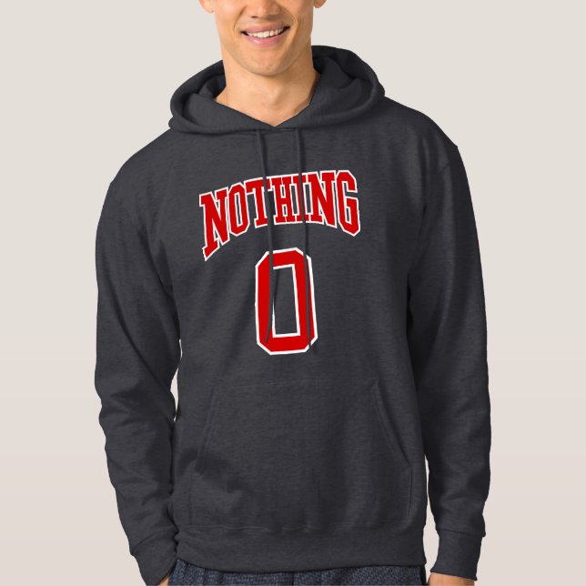 Veste À Capuche Retro College Rouge Blanc Noir Rien Zéro Sport (Devant)