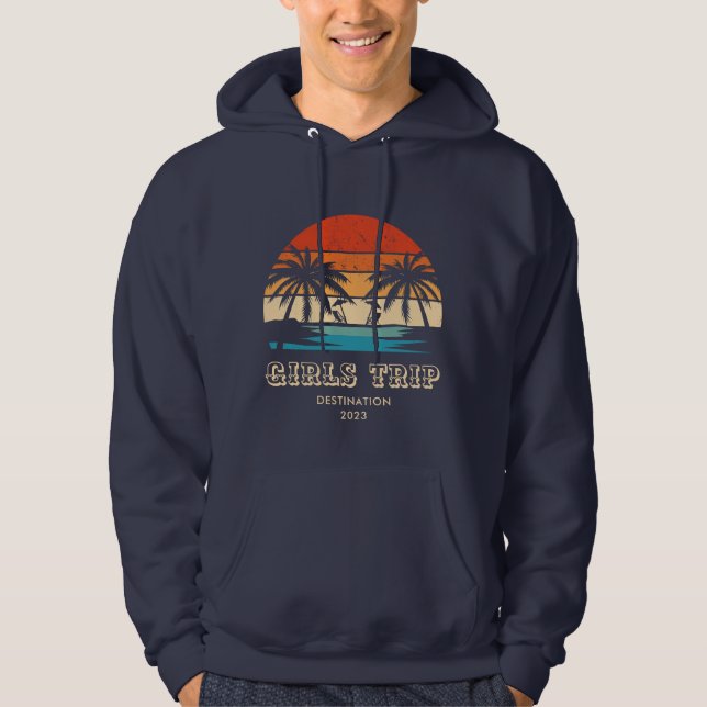 Veste À Capuche Retro coucher de soleil Filles voyage bachelorette (Devant)