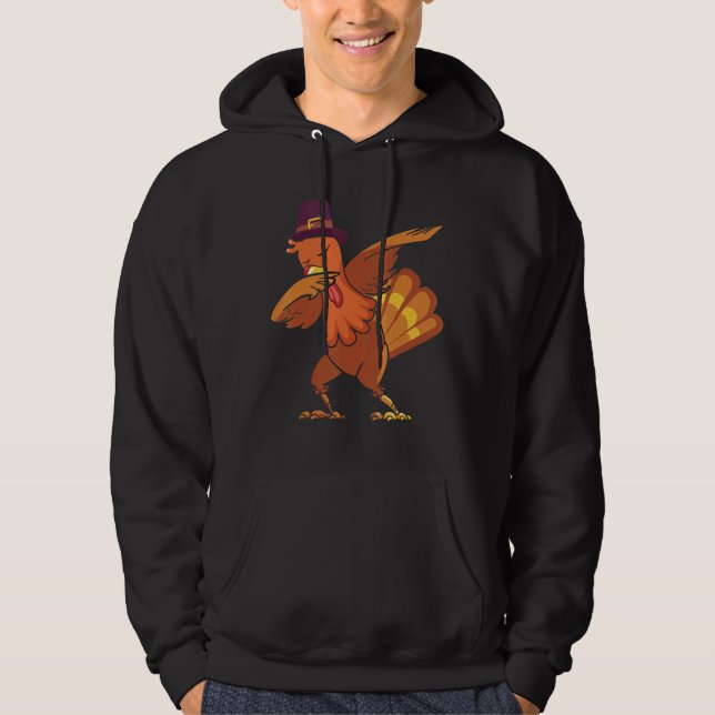 Veste À Capuche Retro Dabbing Turkey Family Matching Thanksgiving  (Devant)