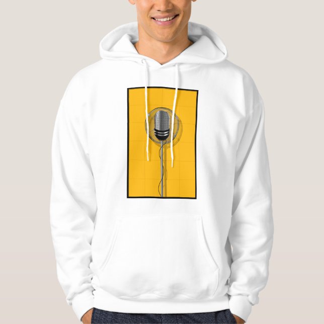 Veste À Capuche Retro Microphone on Bold Yellow (Devant)