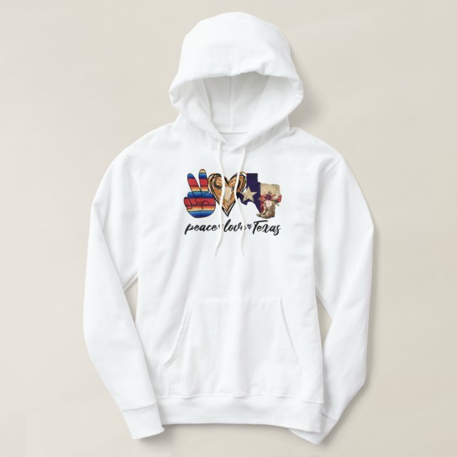 Veste À Capuche Retro Peace Love Texas Cowboy Boots Western Countr (Design devant)