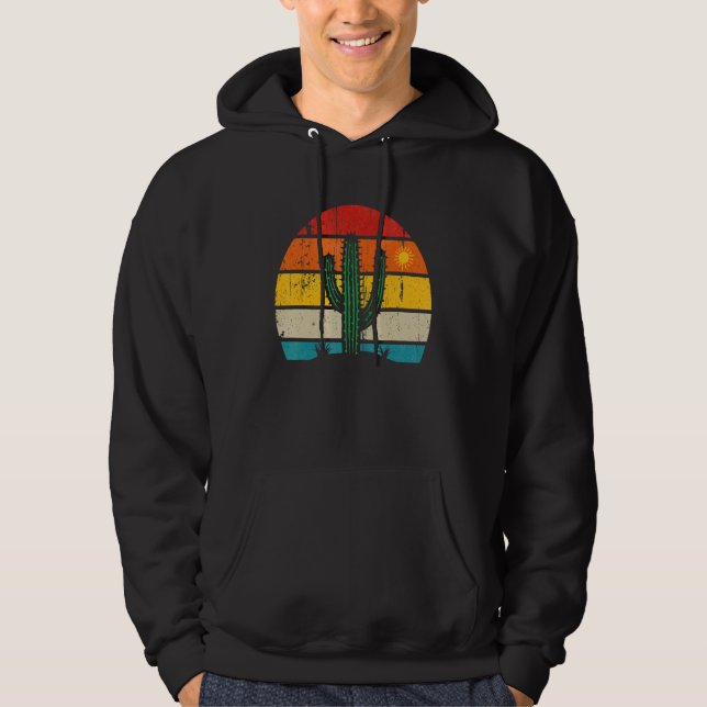 Veste À Capuche Retro Saguaro Cactus Cactus Sunset Opuntia Cactace (Devant)