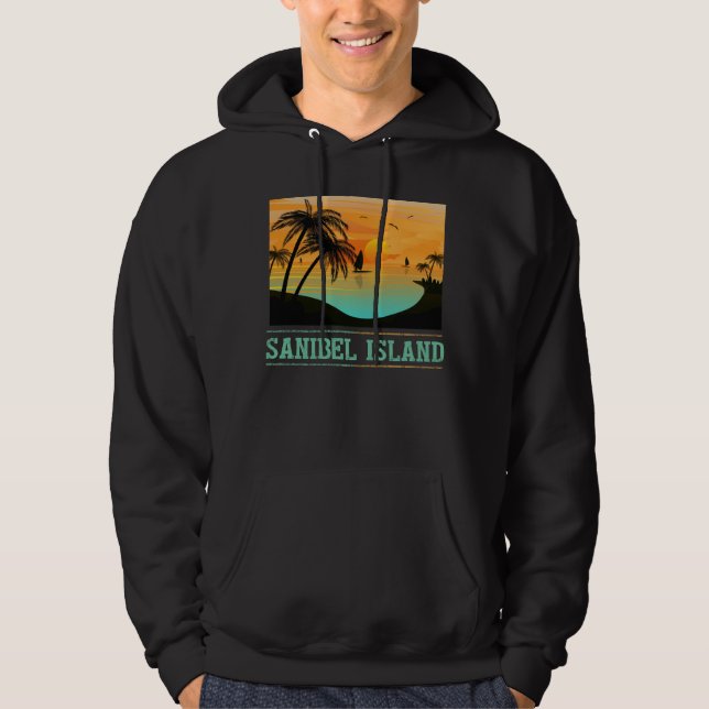 Veste À Capuche Retro Sanibel Island Florida Tropical Sunset Beach (Devant)