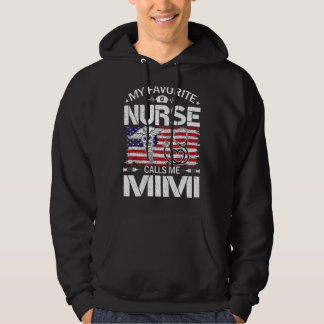 Veste À Capuche Retro Us Drapeau Mon Infirmière Préférée M'Appelle