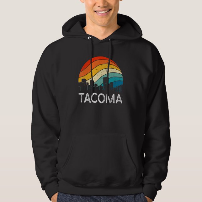 Veste À Capuche Retro Washington Tacoma Skyline Vintage Urban Skys (Devant)