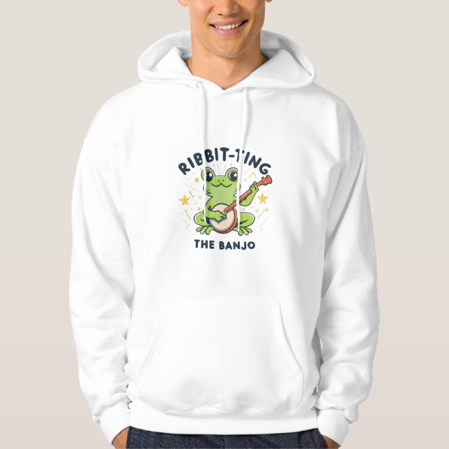 Veste À Capuche Ribbit-ting Banjo, Cute Frog Jouer de la musique (Devant)