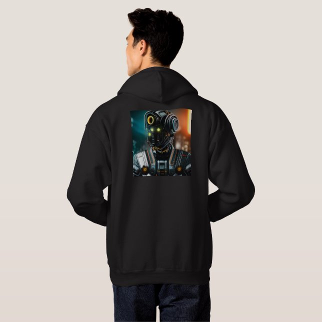Veste À Capuche Robot 3 hommes à capuchon noir sweatshirt retour (Dos entier)
