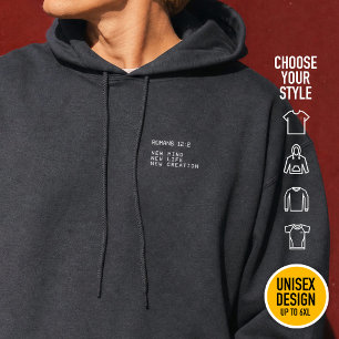 Veste À Capuche Romains 12:2 Nouvelle Création de Vie Minimaliste