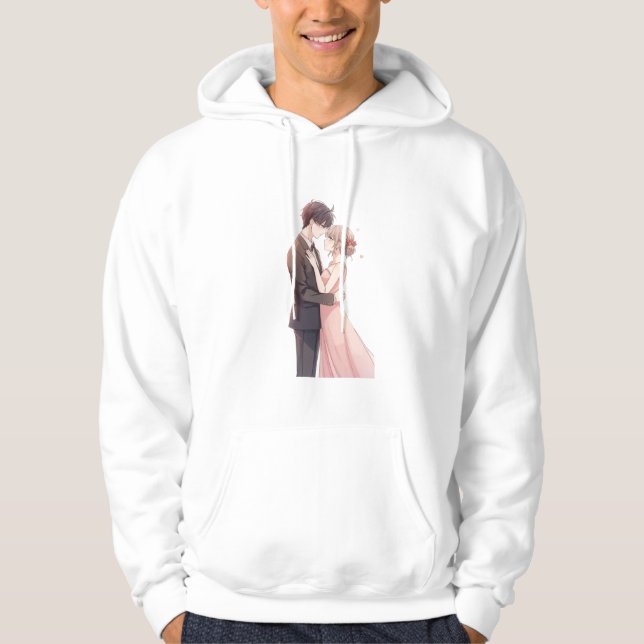 Veste À Capuche Romantic Anime Couple Embrace T-Shirt (Devant)