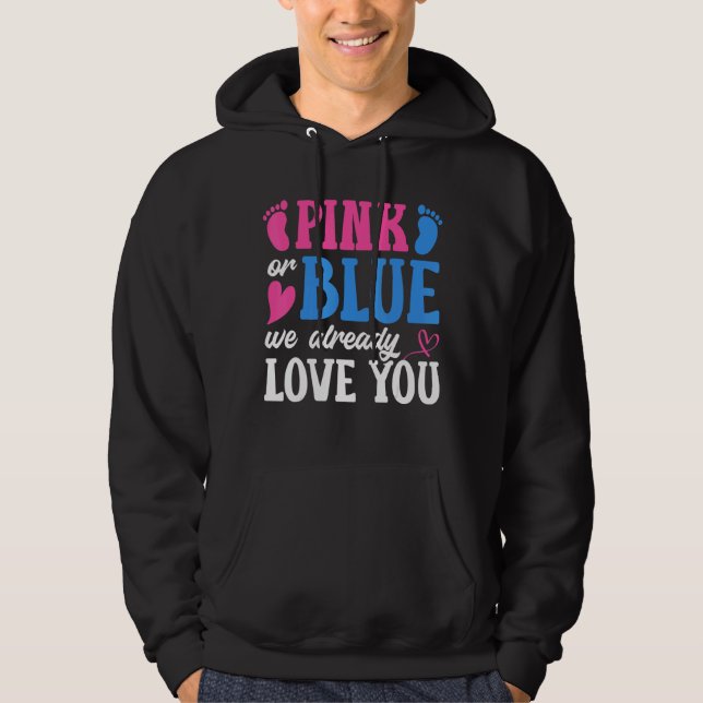 Veste À Capuche Rose Ou Bleu Nous Vous Aimons Déjà Sexe Révéler (Devant)