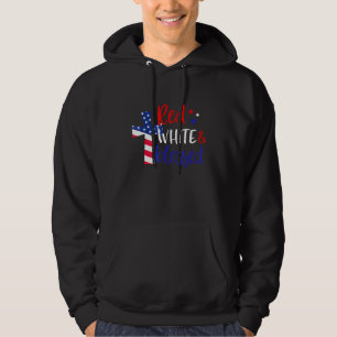 Veste À Capuche Rouge Blanc Béni Américain Jésus Croix Chrétien 4