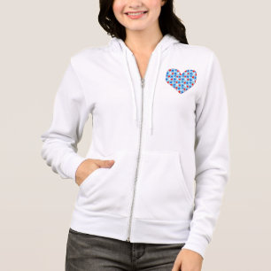 Veste À Capuche Rouge Blanc & Coeur Bleu des Étoiles