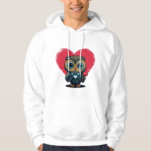 Veste À Capuche Saint Valentin Romance avec la salle Adorable Owl (Devant)