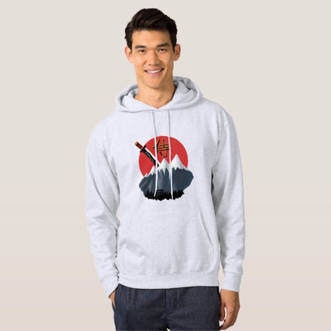 Veste À Capuche Samurai Bushido Sweatshirt - Katana & Sun Japanese (Devant entier)
