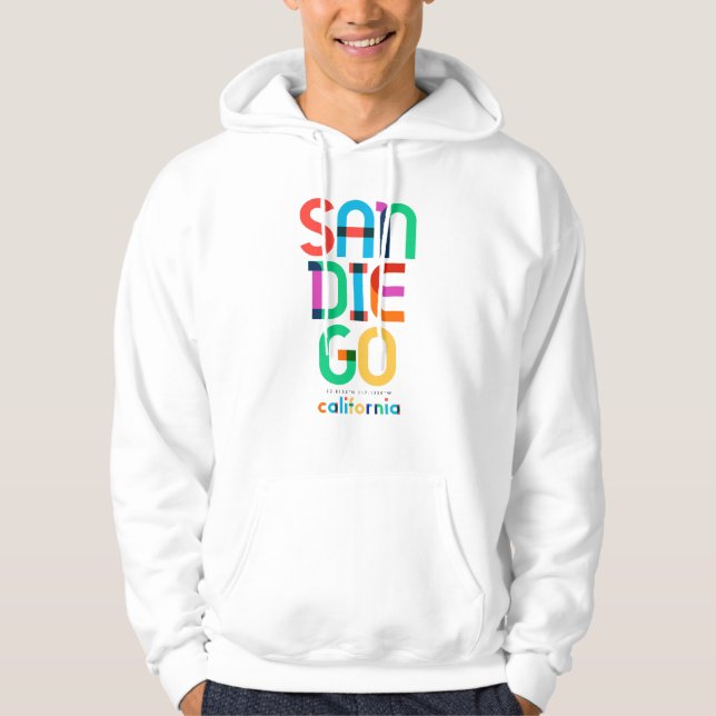 Veste À Capuche San Diego California Mid Century, Pop Art, (Devant)