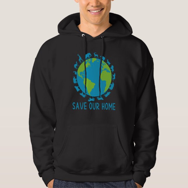 Veste À Capuche Save Our Home Animals Wildlife Conservation Earth  (Devant)