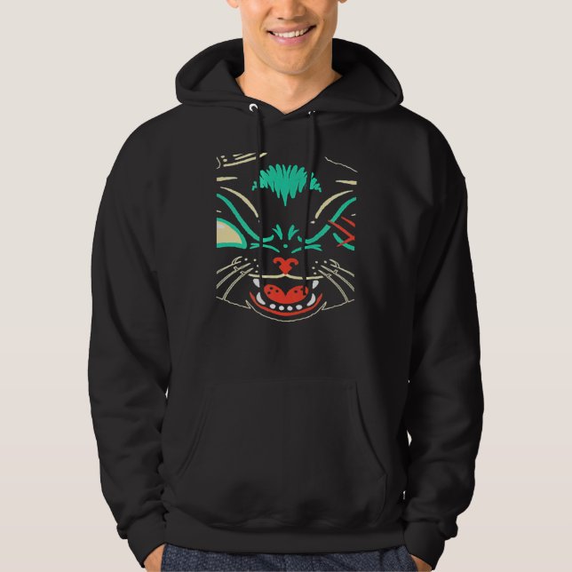 Veste À Capuche Scary Black Cat Face Graphic Cat Halloween (Devant)