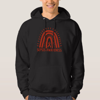 Veste À Capuche Sensibilisation au sepsis Ruban rouge arc-en-ciel.