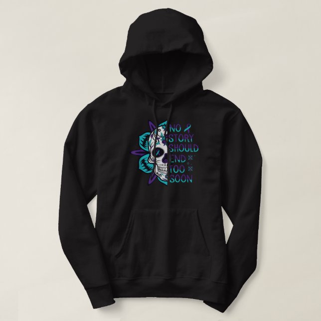 Veste À Capuche Sensibilisation au suicide du crâne floral Santé m (Design devant)