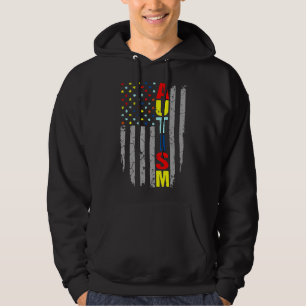 Veste À Capuche Sensibilisation sur l'autisme American Flag Puzzle