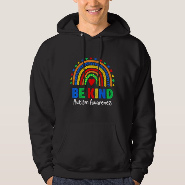 Veste À Capuche Sensibilisation sur l'autisme Arc-en-ciel Jour col (Devant)