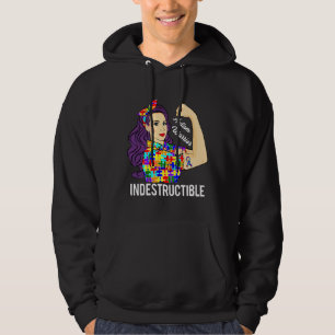 Veste À Capuche Sensibilisation sur l'autisme Guerrier Indestructi