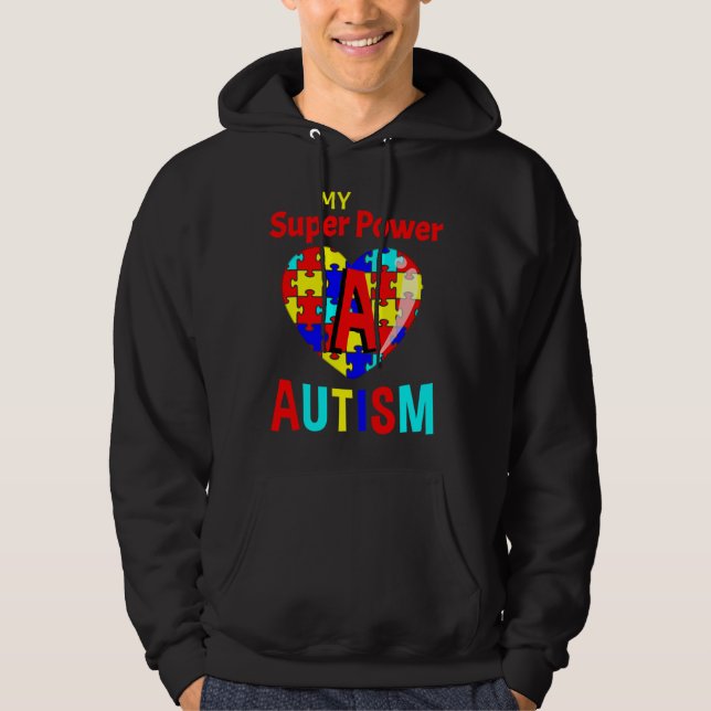 Veste À Capuche Sensibilisation sur l'autisme Mon super pouvoir au (Devant)