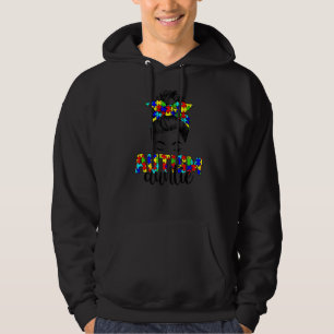 Veste À Capuche Sensibilisation sur l'autisme rétro Messy Bun Aunt