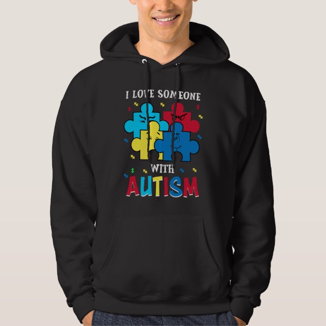 Veste À Capuche Sensibilisation sur l'autisme Tee Drôle J'Aime Que (Devant)