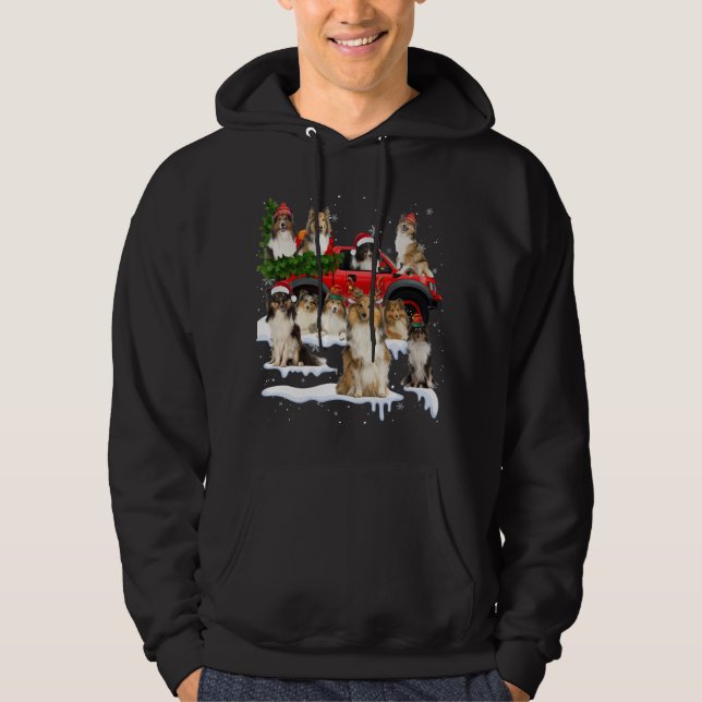 Veste À Capuche Shelter Chien Rouge Camion Arbre de Noël Père Noël (Devant)