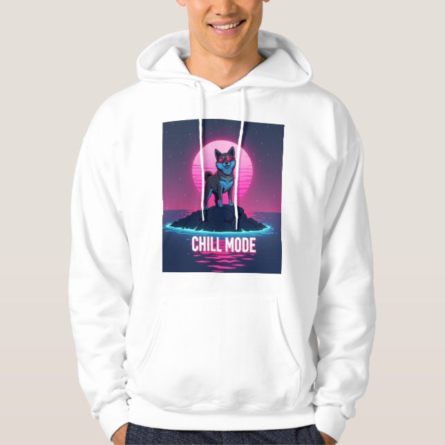 Veste À Capuche Shiba Inu Chill Mode Neon Dog (Devant)