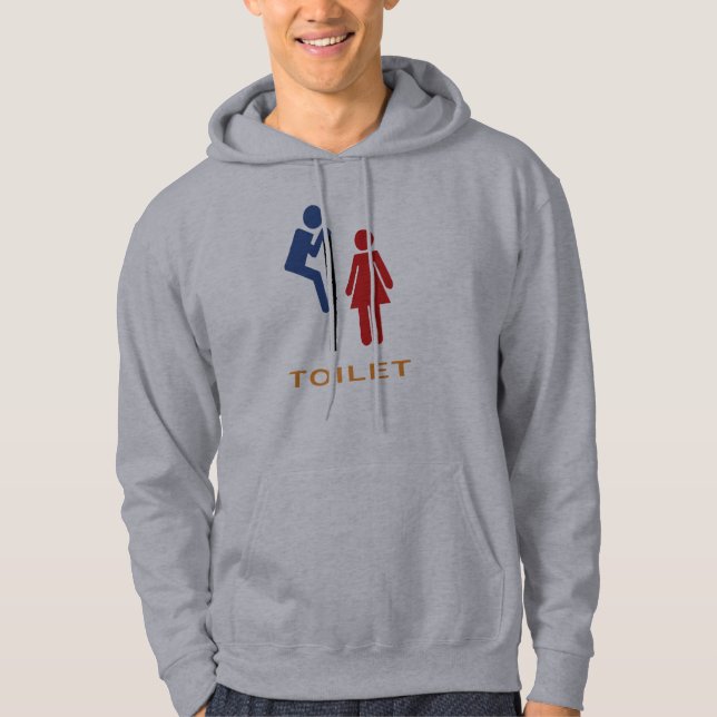 Veste À Capuche Signe drôle de toilette avec l'homme jetant un (Devant)