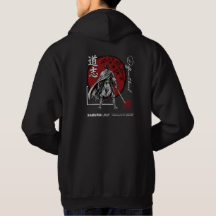 Veste À Capuche Silhouette de guerrier japonais et dessin du solei