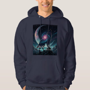 Veste À Capuche Silhouette de loup galactique avec lune nébuleuse