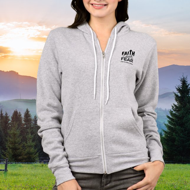 Veste À Capuche Simple Bible Verse Personalized  (Simple but Elegant Faith over Fear design, add your text,)