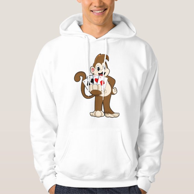 Veste À Capuche Singe au Poker avec cartes de Poker (Devant)