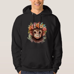 Veste À Capuche Singe Chimpanzé Jungle Animal Boho Floral Ape 21