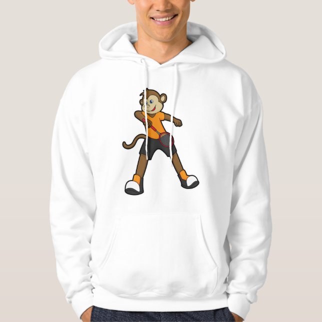 Veste À Capuche Singe comme joueur de tennis avec raquette de tenn (Devant)