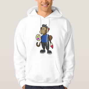 Veste À Capuche Singe comme peintre avec peinture et pinceau