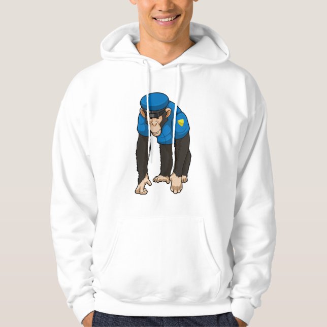 Veste À Capuche Singe comme policier avec Uniforme (Devant)